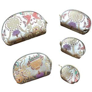 New! Satin Embroidered Nesting Cosmetic Cases